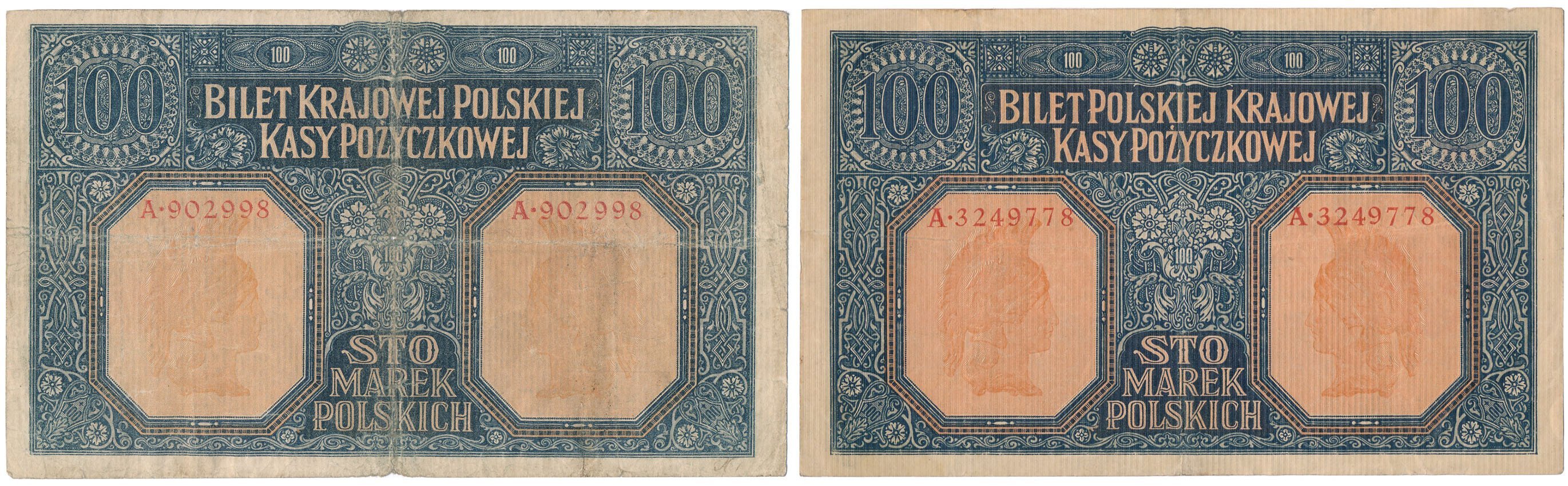 100 marek polskich 1916 seria A - GENERAŁ + JENERAŁ